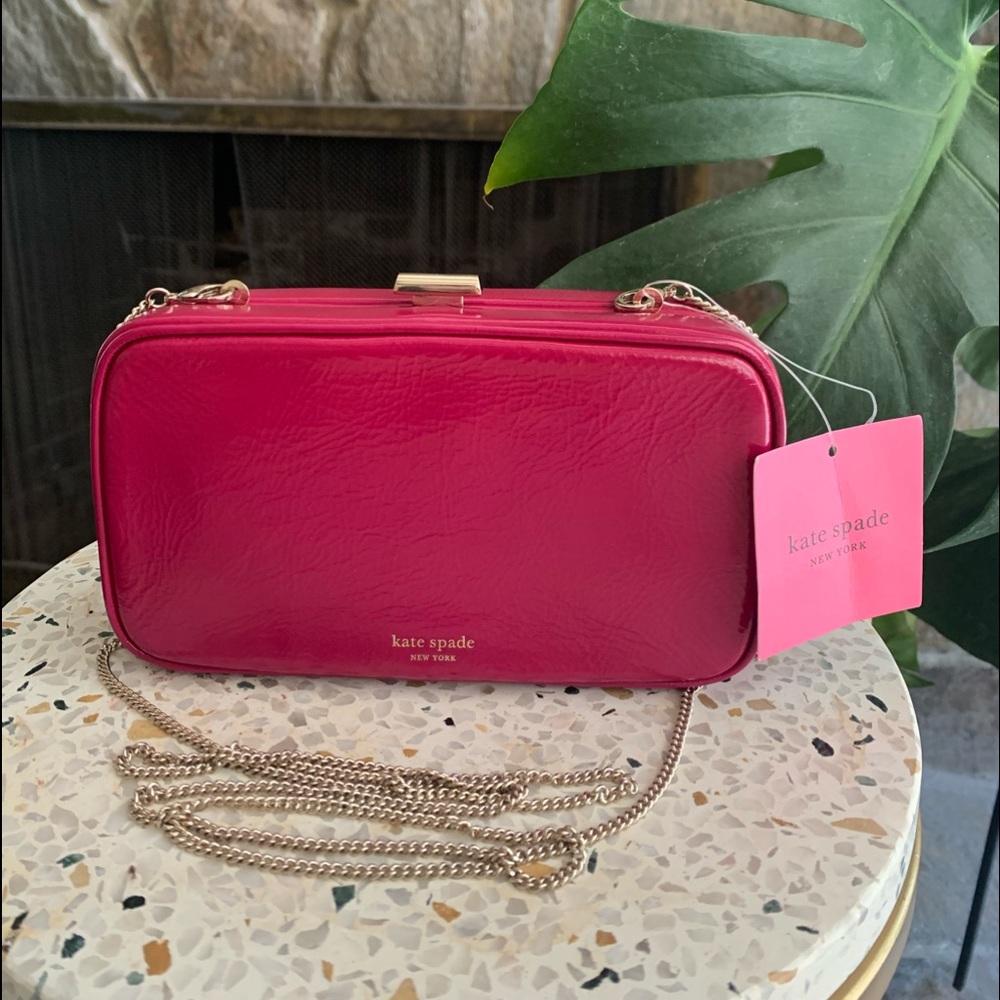 Kate Spade - Tonight Crinkle Patent leather pink small crossbody bag